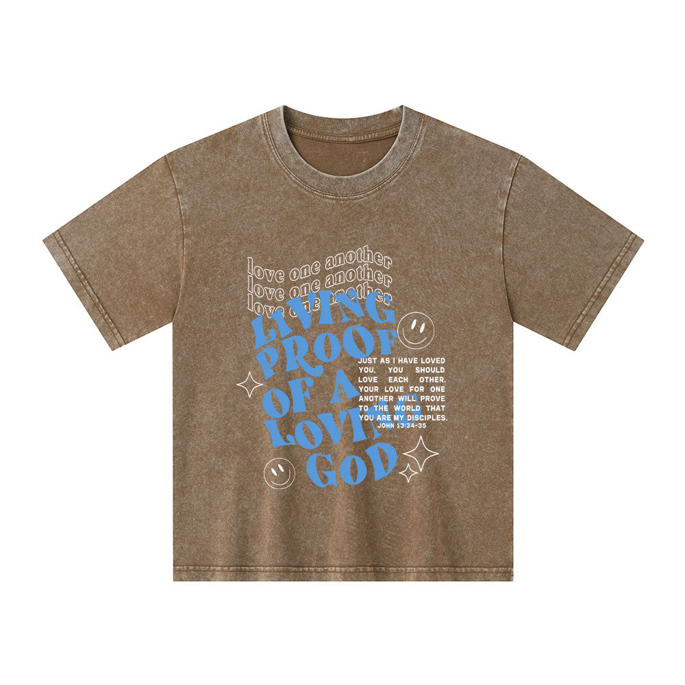 Love One Another Christian Kid Washed T-Shirt