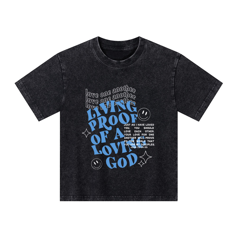 Love One Another Christian Kid Washed T-Shirt