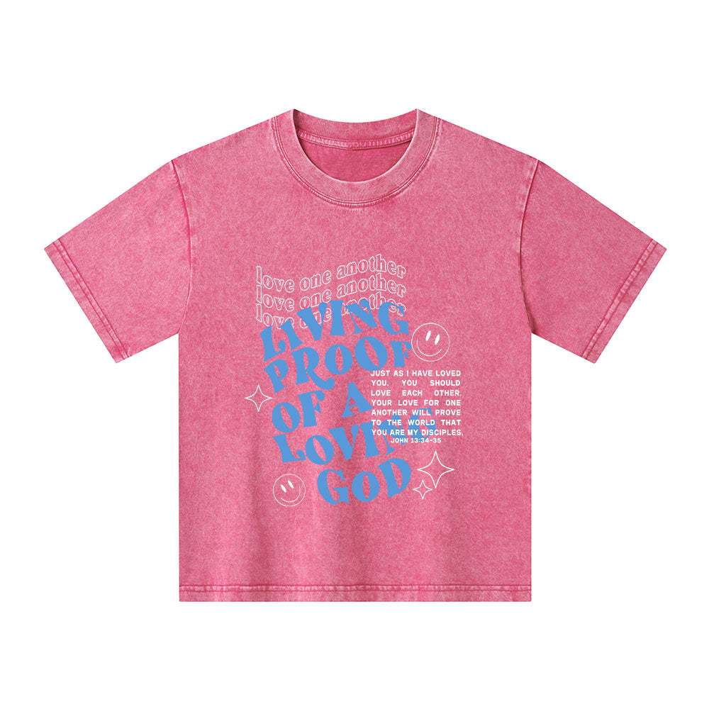 Love One Another Christian Kid Washed T-Shirt