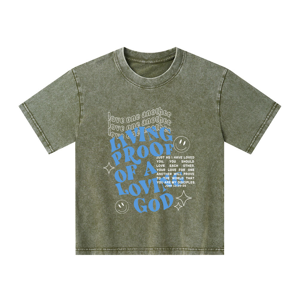Love One Another Christian Kid Washed T-Shirt