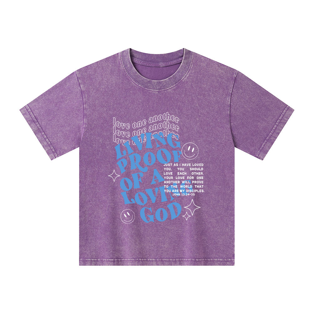 Love One Another Christian Kid Washed T-Shirt