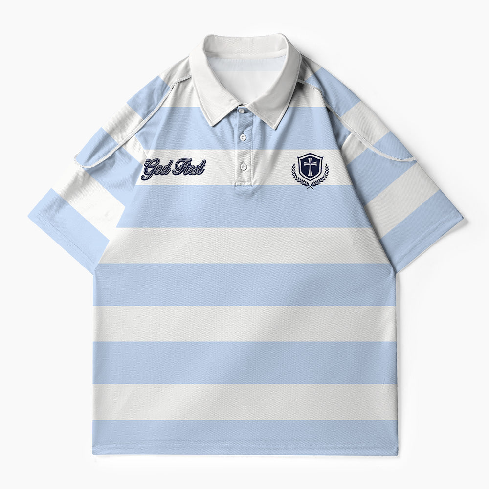 Love The Lord Stripes Christian Buttoned Polo Jersey