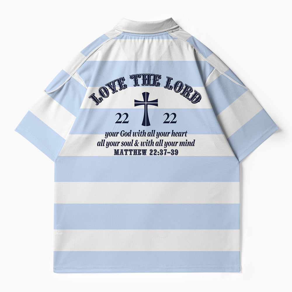 Love The Lord Stripes Christian Buttoned Polo Jersey
