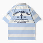 Love The Lord Stripes Christian Buttoned Polo Jersey