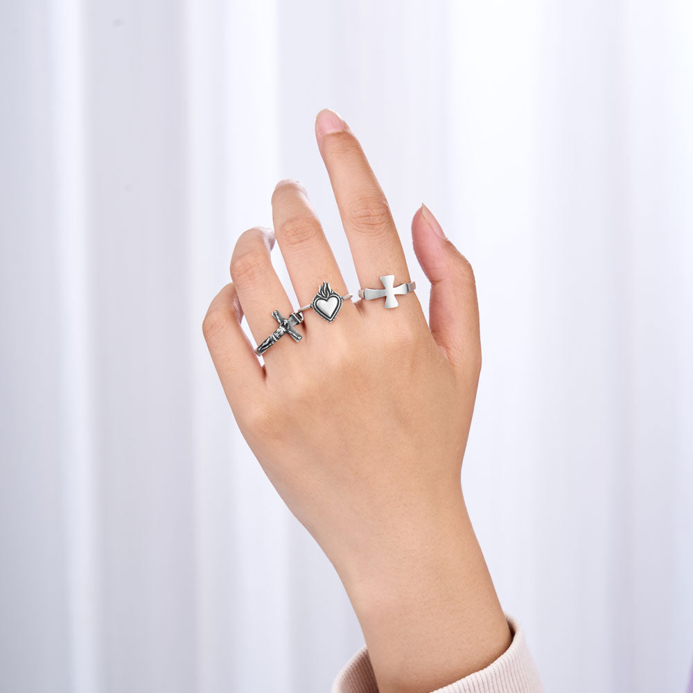 Lucky Cross Christian 925 Sterling Silver Ring