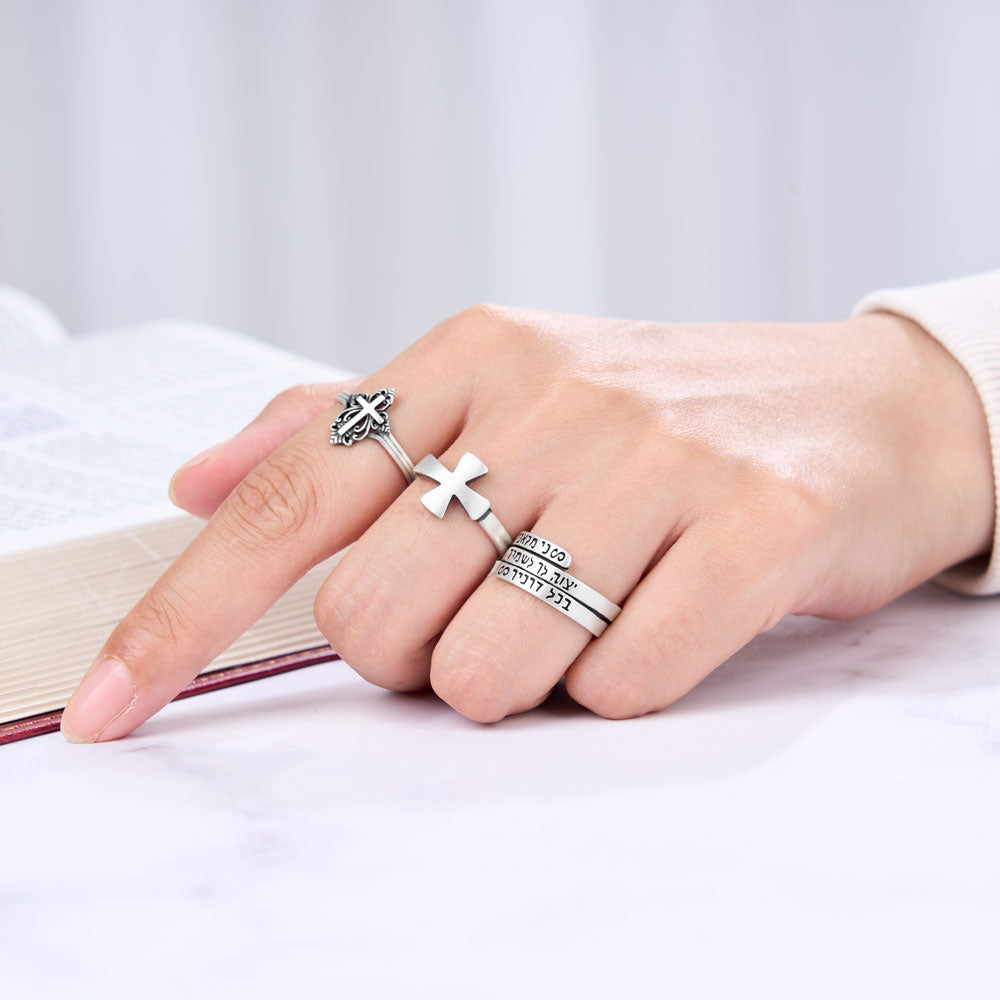 Lucky Cross Christian 925 Sterling Silver Ring