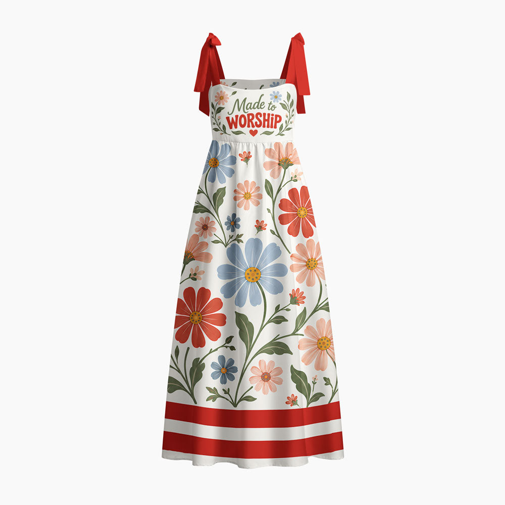 Made To Worship Chrisitan Tie Shoulder Maxi Dress