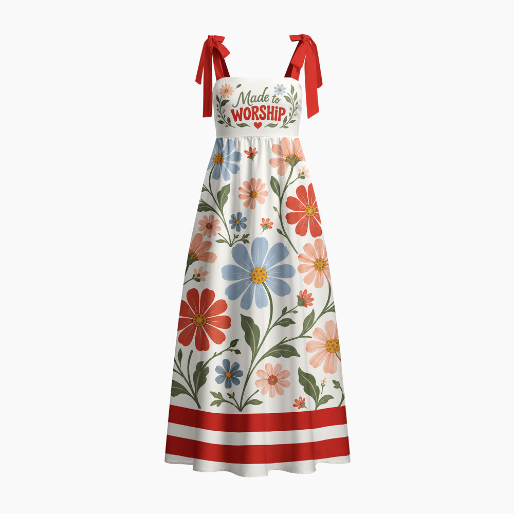 Made To Worship Chrisitan Tie Shoulder Maxi Dress