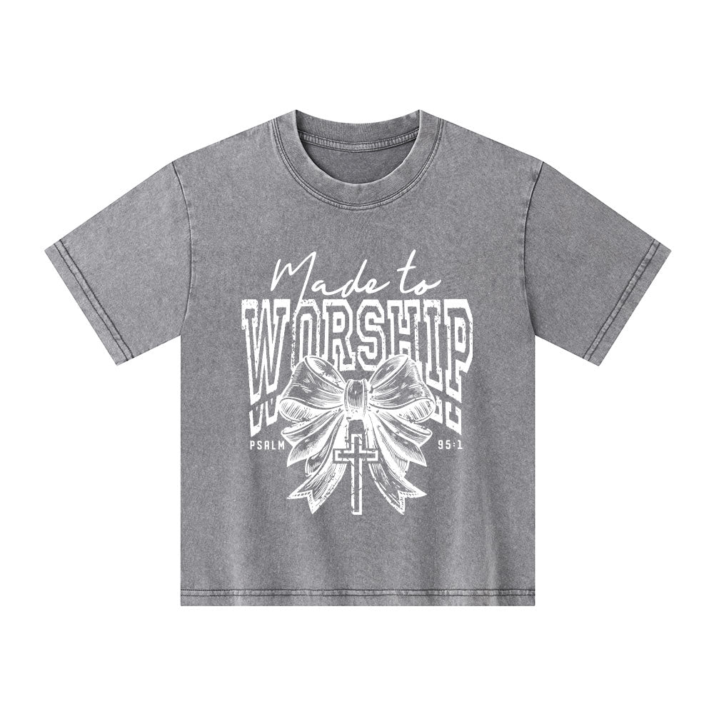 Made To Worship Christian Kid Washed T-Shirt