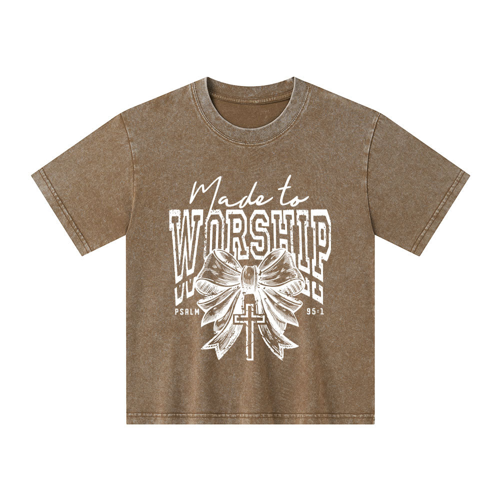 Made To Worship Christian Kid Washed T-Shirt