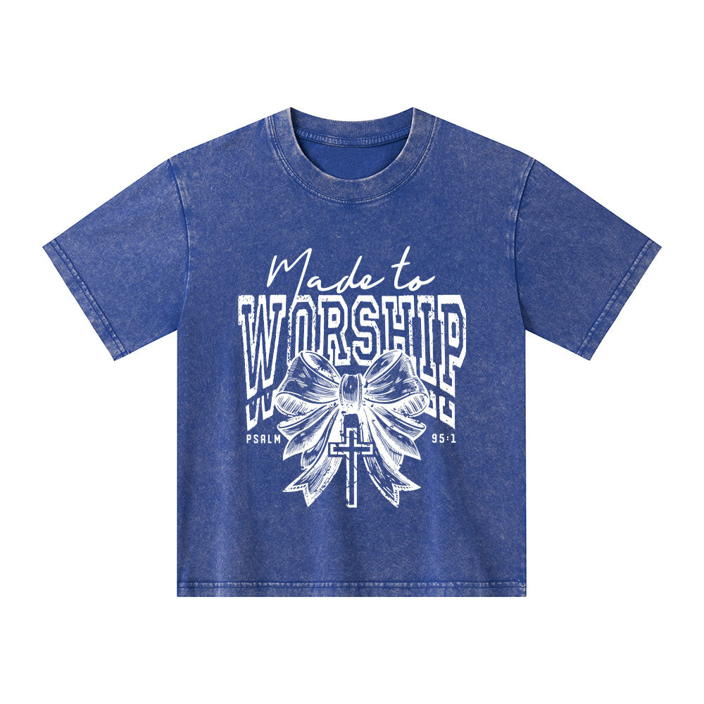 Made To Worship Christian Kid Washed T-Shirt