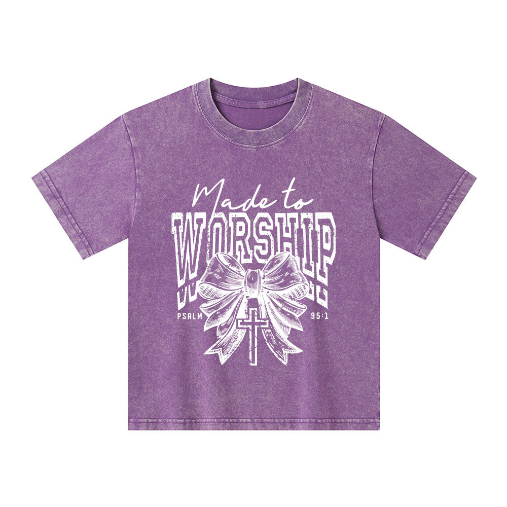Made To Worship Christian Kid Washed T-Shirt