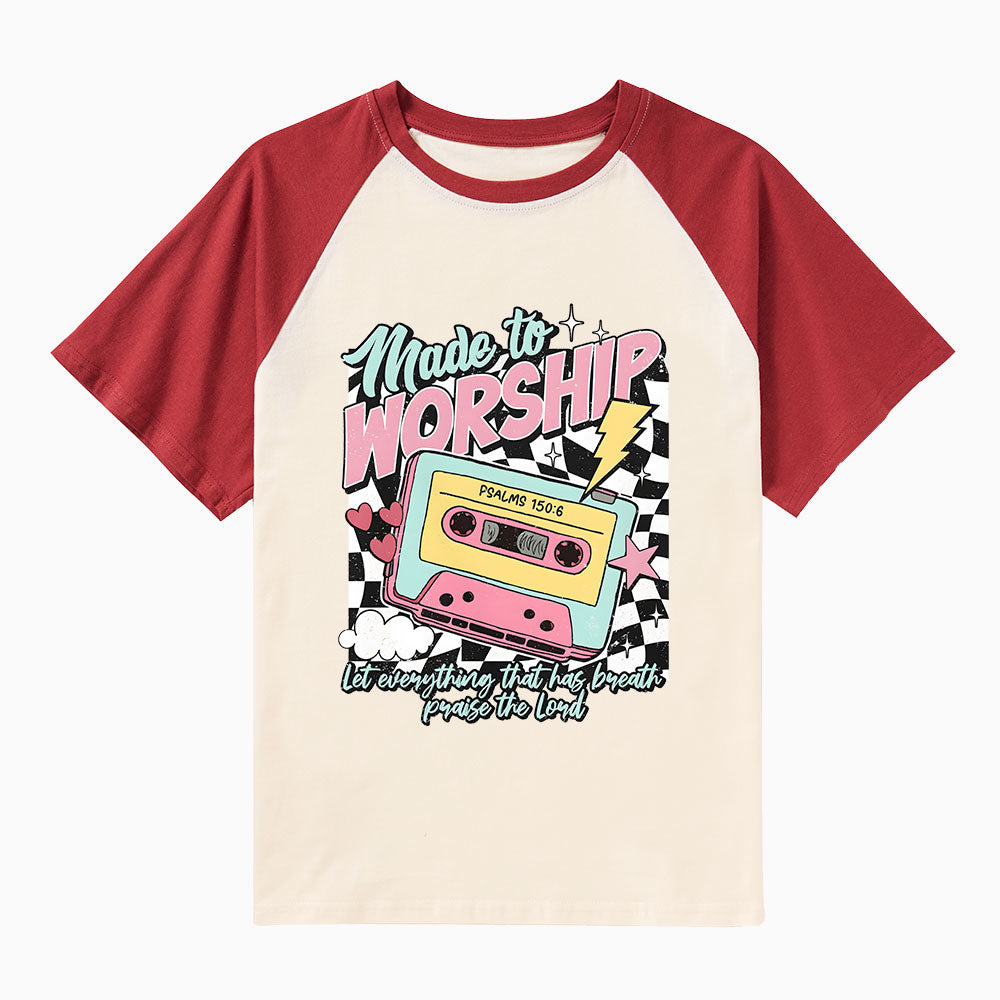 Made To Worship Christian Raglan Sleeve T-Shirt