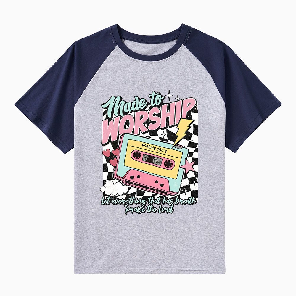 Made To Worship Christian Raglan Sleeve T-Shirt