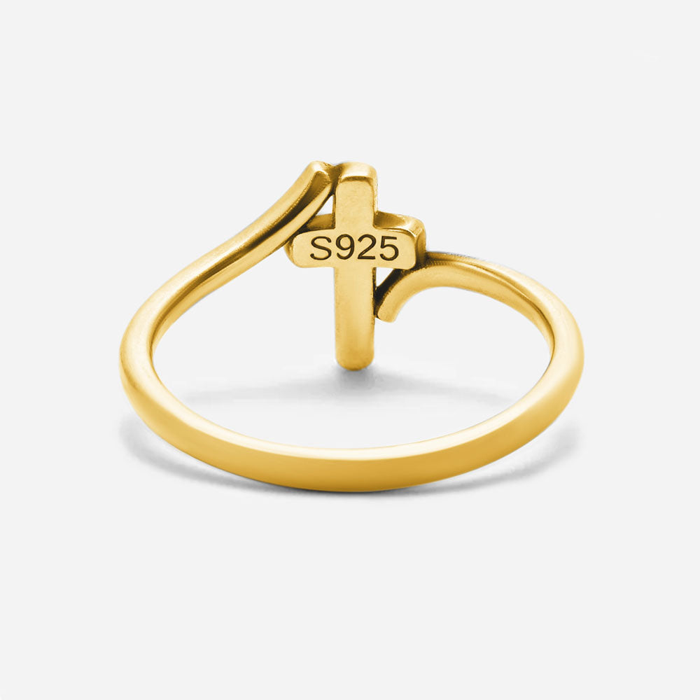 Minimalist Cross Christian 925 Sterling Silver Ring