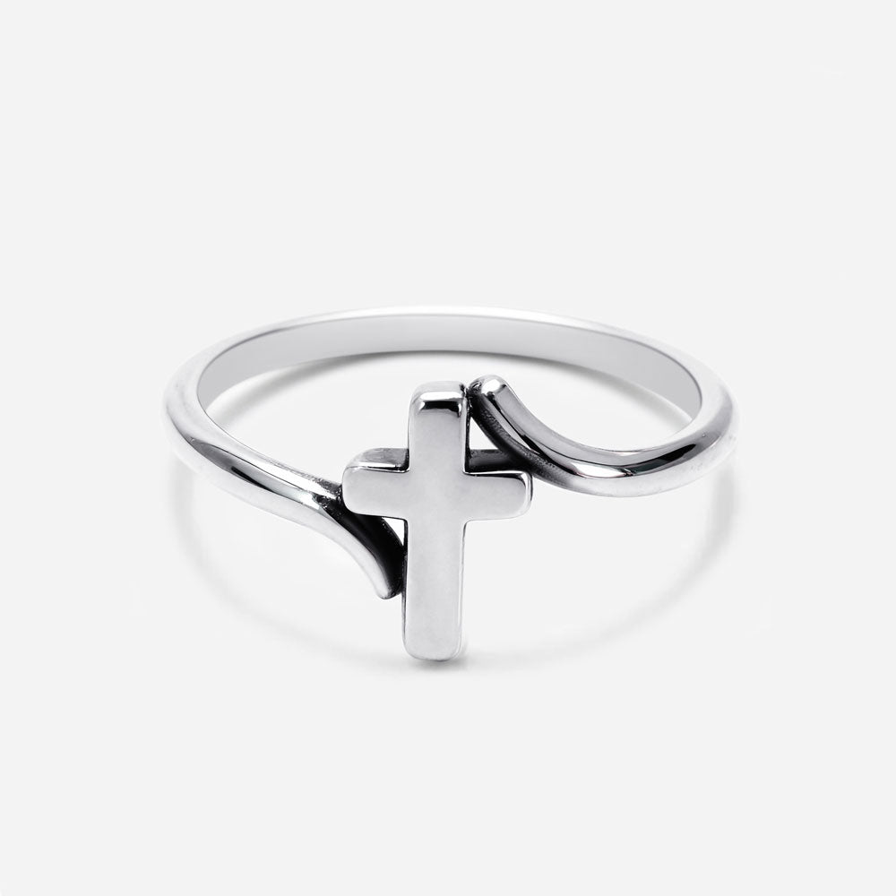 Minimalist Cross Christian 925 Sterling Silver Ring