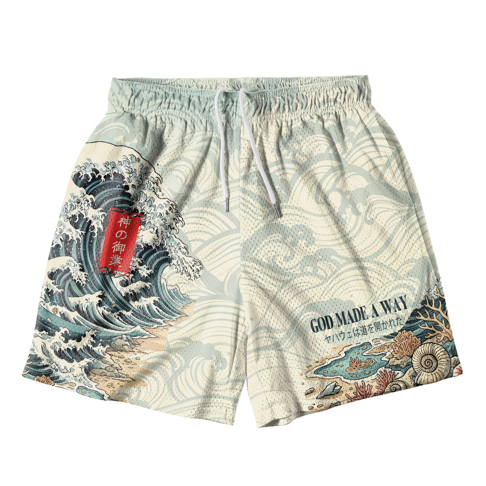 Moses Parting The Red Sea Christian Mesh Shorts