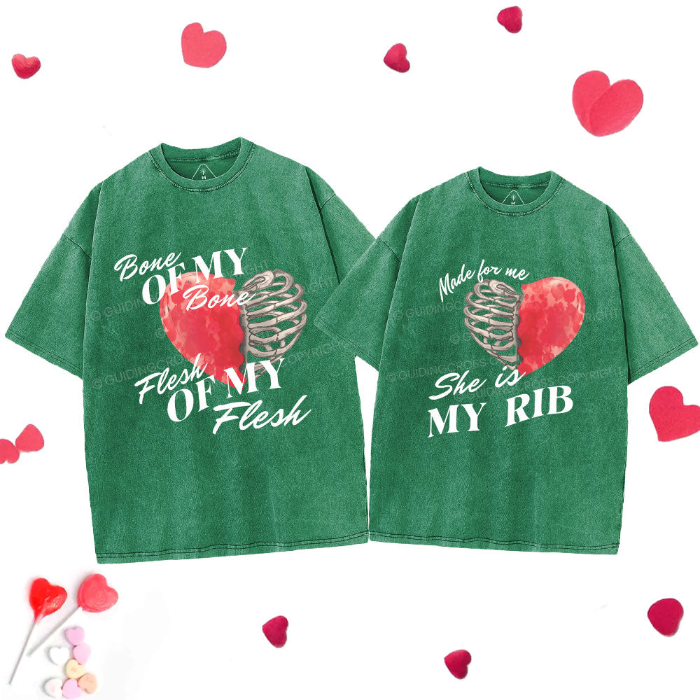 My Rib Genesis 2: 21 Christian Couple Washed T-Shirt
