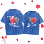 My Rib Genesis 2: 21 Christian Couple Washed T-Shirt