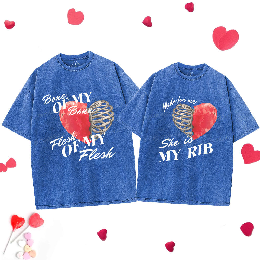 My Rib Genesis 2: 21 Christian Couple Washed T-Shirt