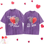 My Rib Genesis 2: 21 Christian Couple Washed T-Shirt