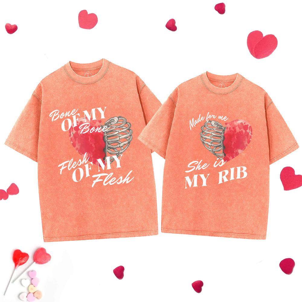 My Rib Genesis 2: 21 Christian Couple Washed T-Shirt
