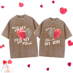 My Rib Genesis 2: 21 Christian Couple Washed T-Shirt