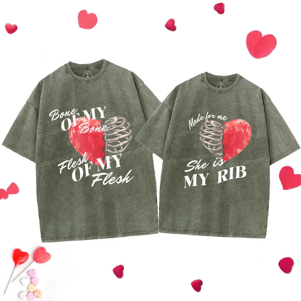 My Rib Genesis 2: 21 Christian Couple Washed T-Shirt