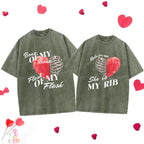 My Rib Genesis 2: 21 Christian Couple Washed T-Shirt