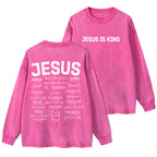 Name Of Jesus Christian Washed Long Sleeve T-Shirt