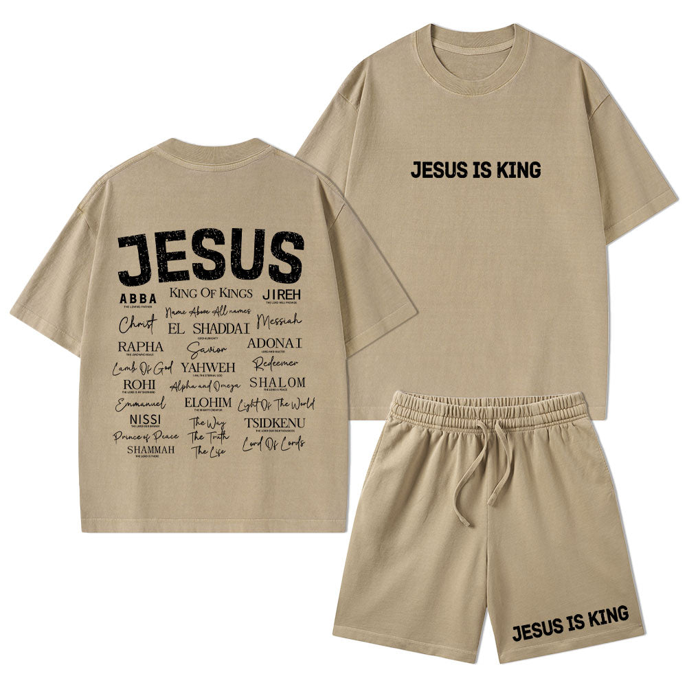 Names Of Jesus Christian Washed T-Shirt & Shorts
