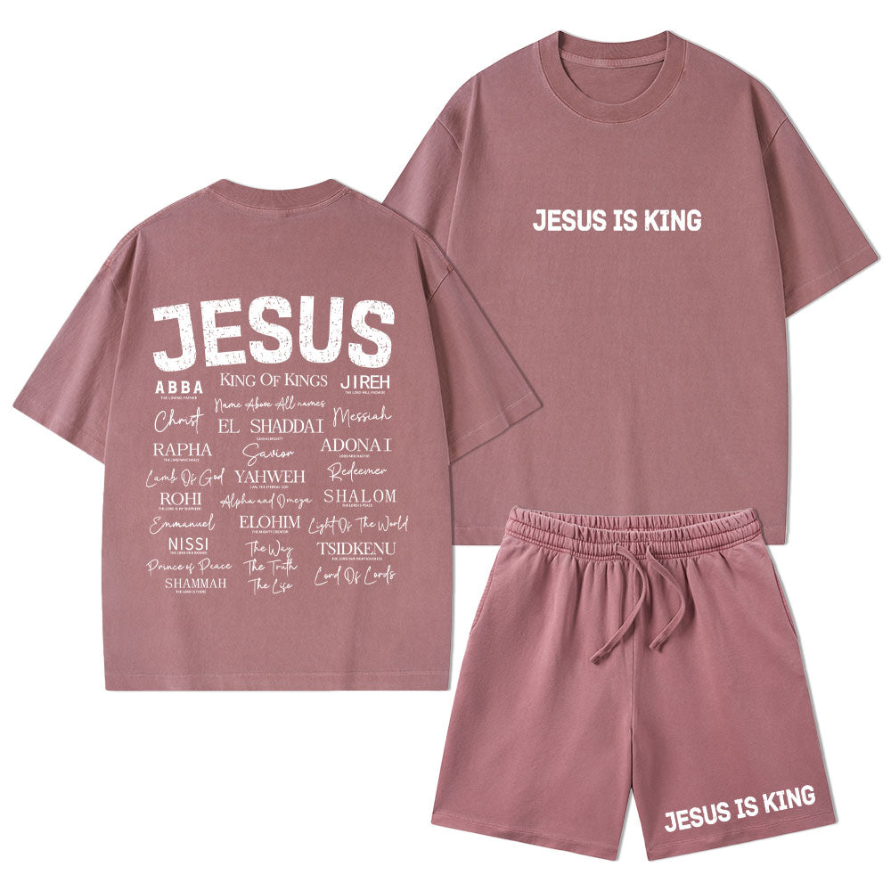Names Of Jesus Christian Washed T-Shirt & Shorts