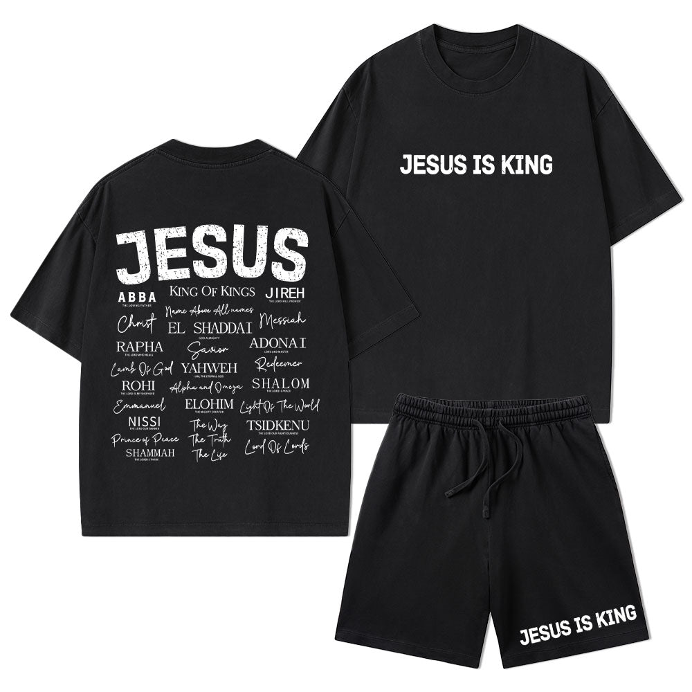 Names Of Jesus Christian Washed T-Shirt & Shorts