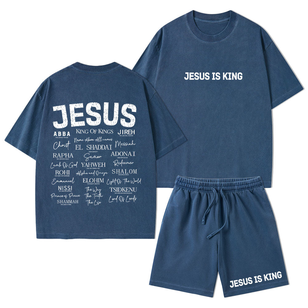 Names Of Jesus Christian Washed T-Shirt & Shorts