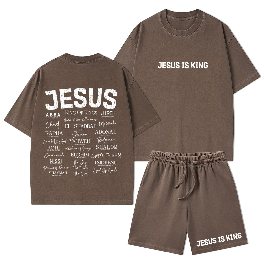 Names Of Jesus Christian Washed T-Shirt & Shorts