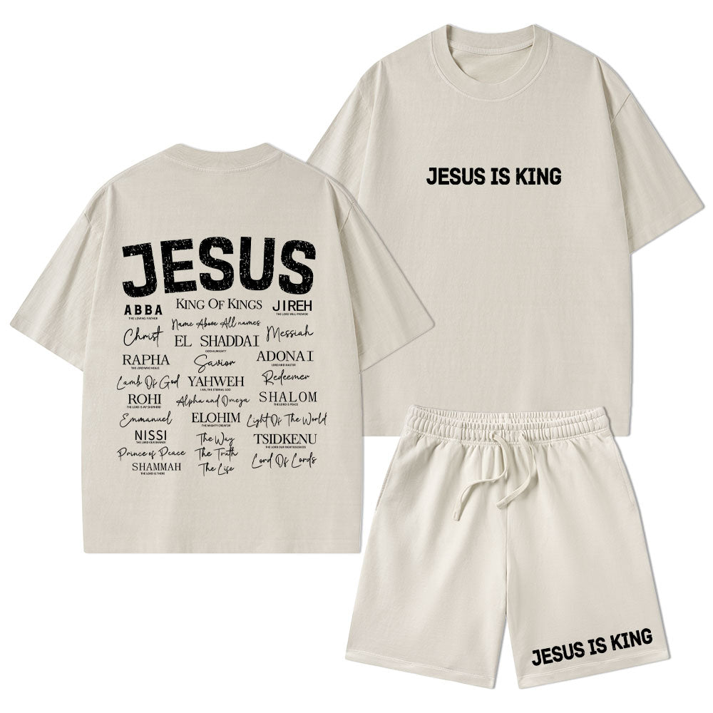 Names Of Jesus Christian Washed T-Shirt & Shorts