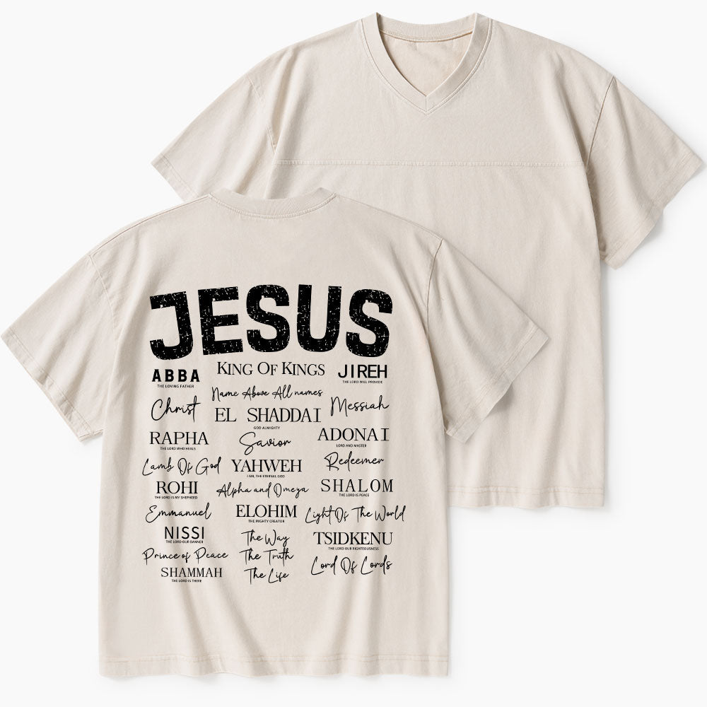 Names Of Jesus Christian Washed V-Neck T-Shirt