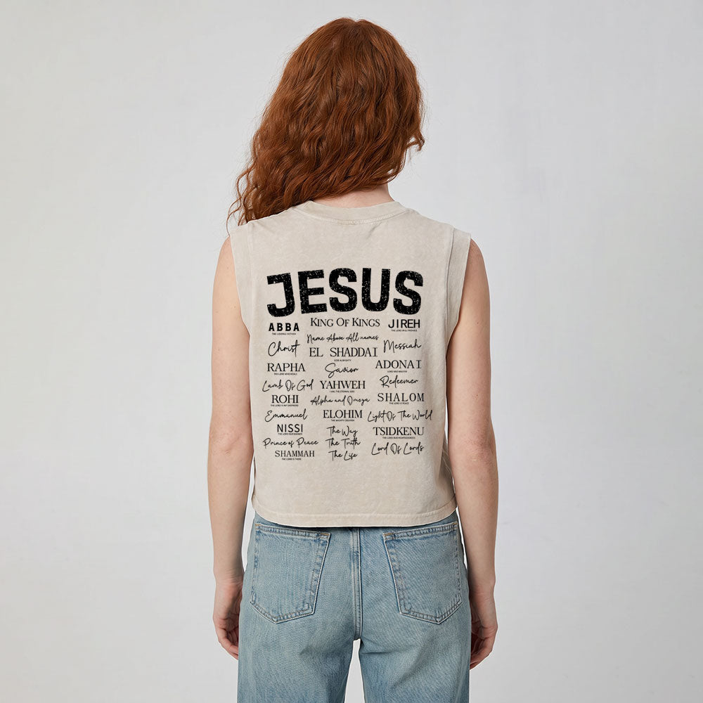 Names Of Jesus Christian Women's Washed Tank Top