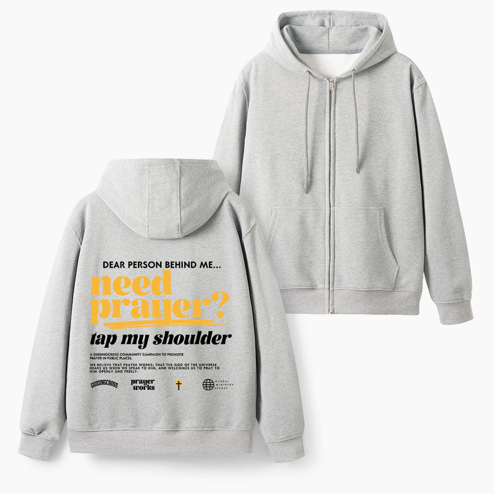 Need Prayer Christian Fleece-Lined Full-Zip Hoodie