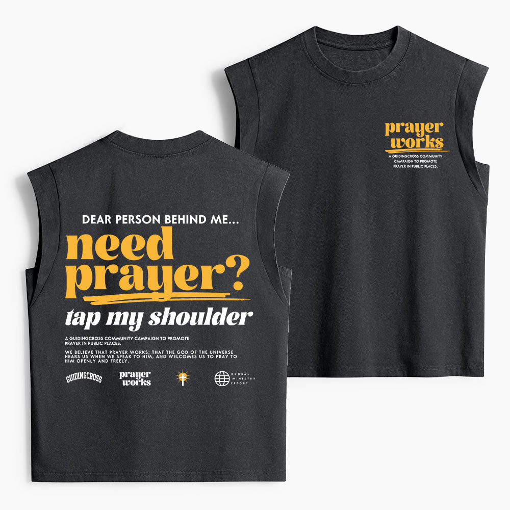 Need Prayer Tap My Shoulder Christian Women's Washed Tank Top