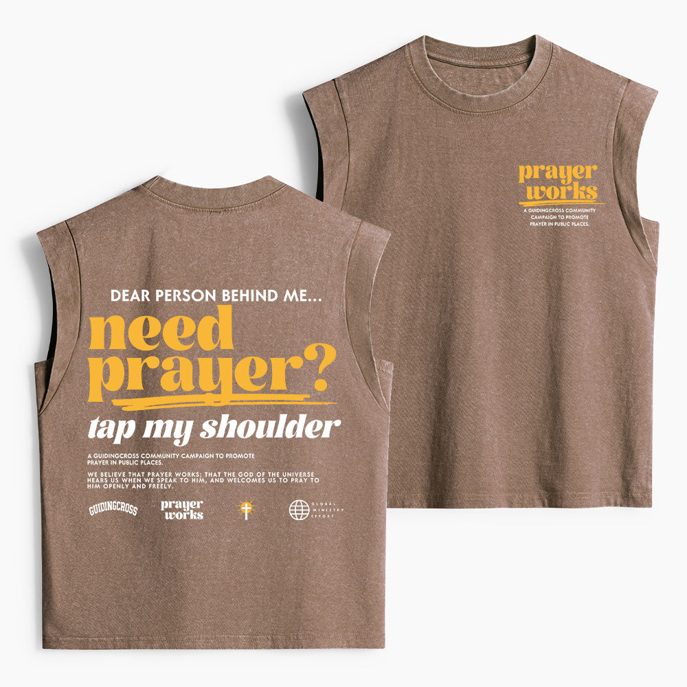 Need Prayer Tap My Shoulder Christian Women's Washed Tank Top