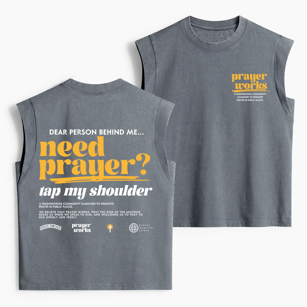 Need Prayer Tap My Shoulder Christian Women's Washed Tank Top