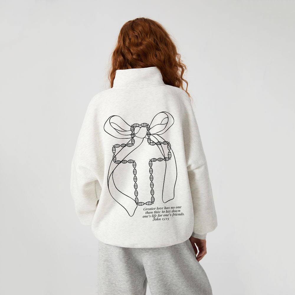 No Greater Love Christian Half Zip Fleece Sweatshirt