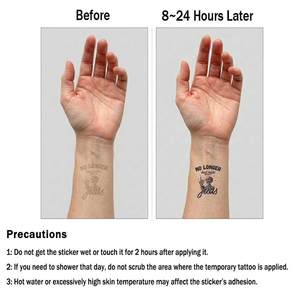 No Longer Dead Inside Because We Have Jesus 12pcs Christian Temporary Tattoos