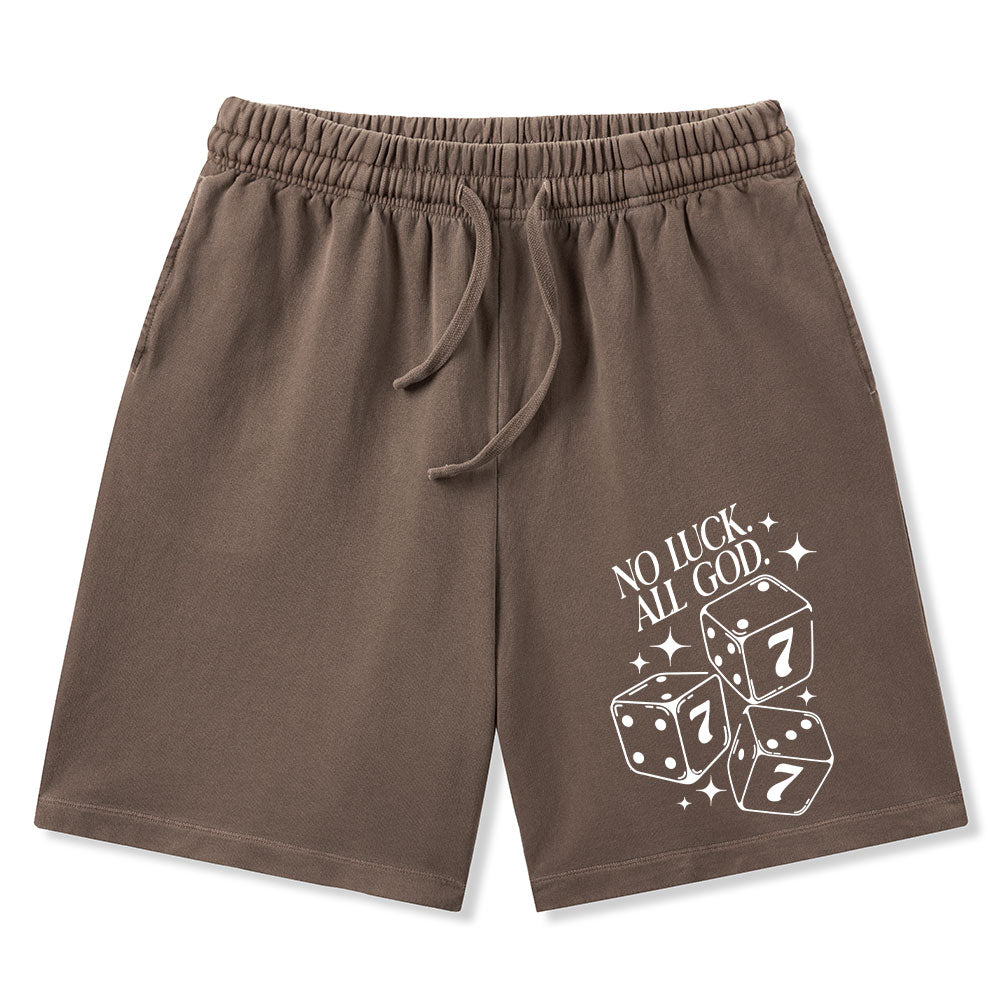 No Luck All God Christian Washed Shorts