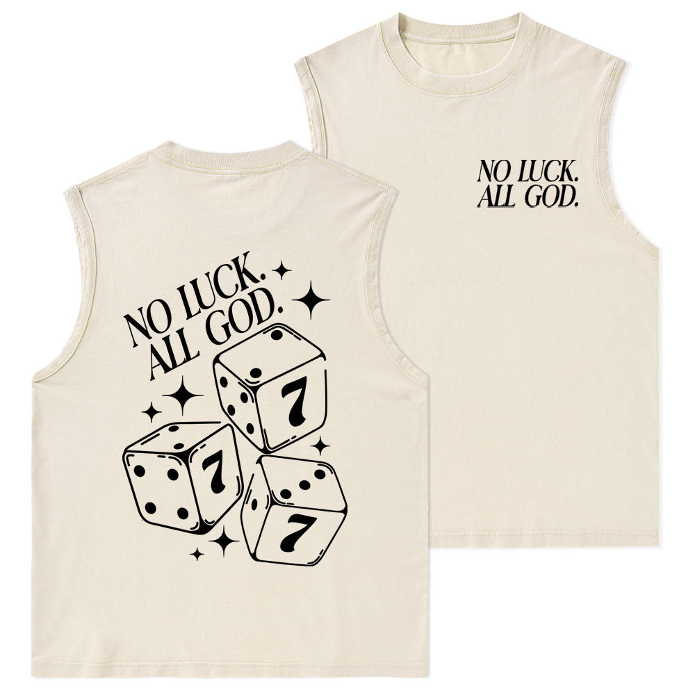 No Luck All God Christian Washed Tank Top