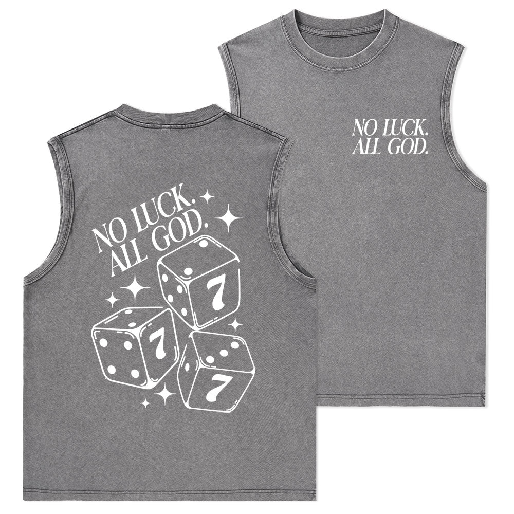 No Luck All God Christian Washed Tank Top