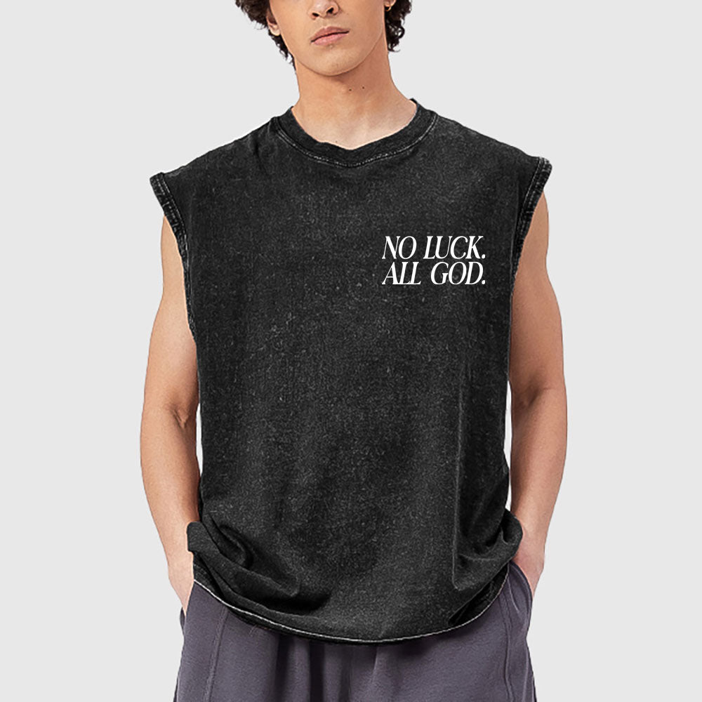 No Luck All God Christian Washed Tank Top