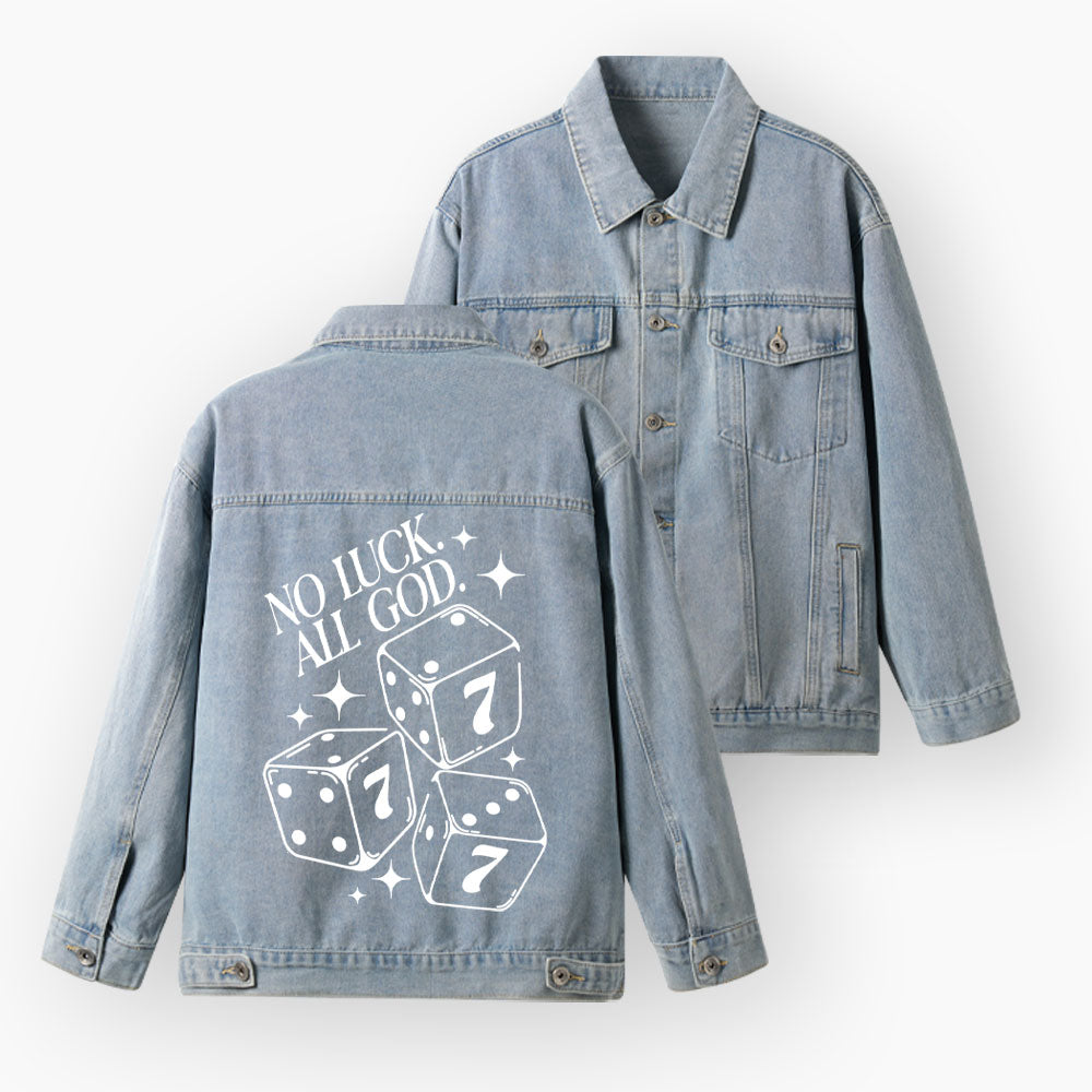 No Luck But God Christian Denim Jacket
