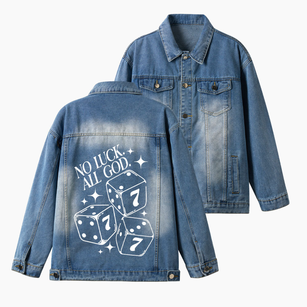 No Luck But God Christian Denim Jacket